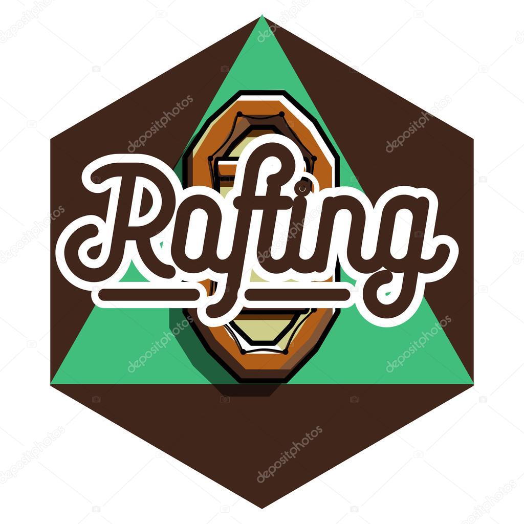 Color vintage rafting emblem, Vector illustration, EPS 10
