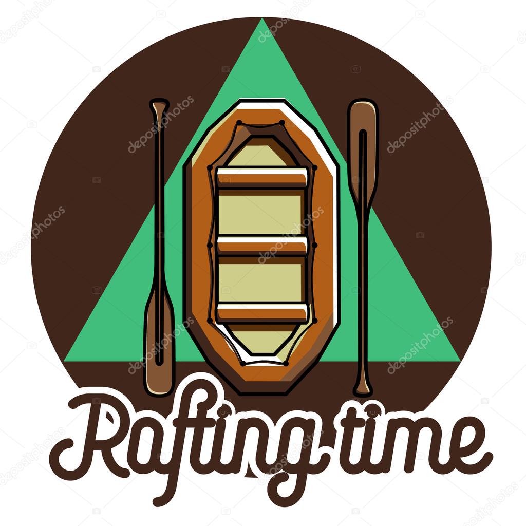 Color vintage rafting emblem, Vector illustration, EPS 10