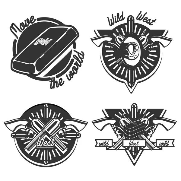 Vintage emblemas del oeste salvaje — Archivo Imágenes Vectoriales