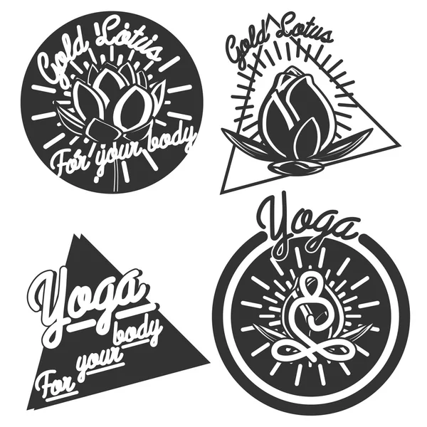 Emblemas de yoga vintage — Vector de stock