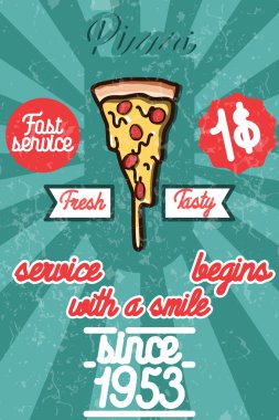 Pizza afiş. Vintage lokanta arka plan.