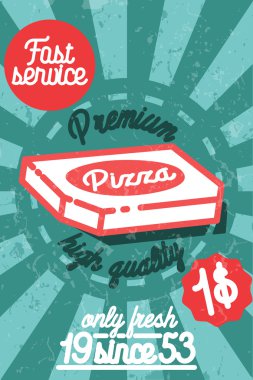 Pizza afiş. Vintage lokanta arka plan.