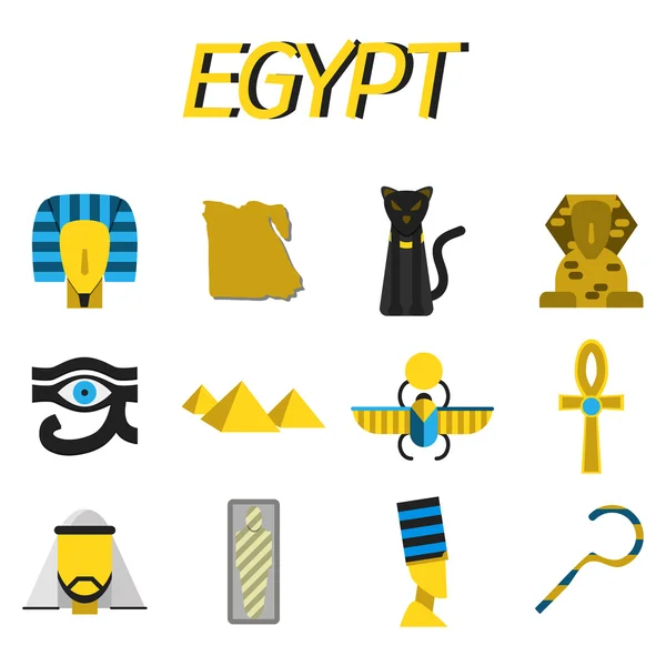 Egypten platt ikoner set — Stock vektor