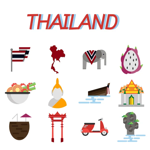 Thailand flache Symbole gesetzt — Stockvektor