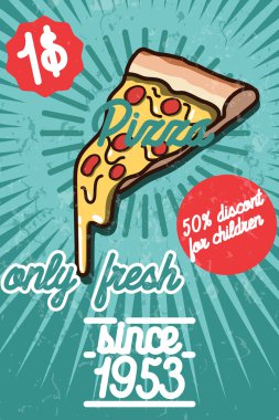 Pizza afiş. Vintage lokanta arka plan.