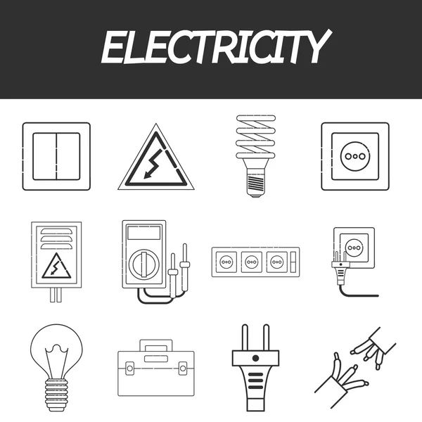 Conjunto de iconos de electricidad — Archivo Imágenes Vectoriales