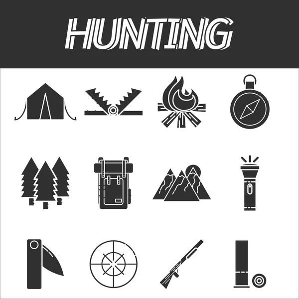 Conjunto de iconos de caza — Vector de stock