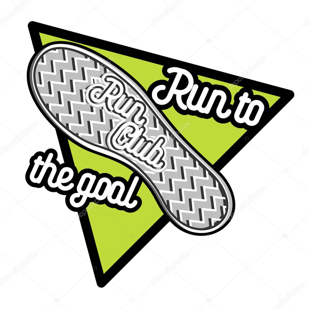 Running club logo template. Running club design elements and sport equipment icons. Color vintage run club emblem