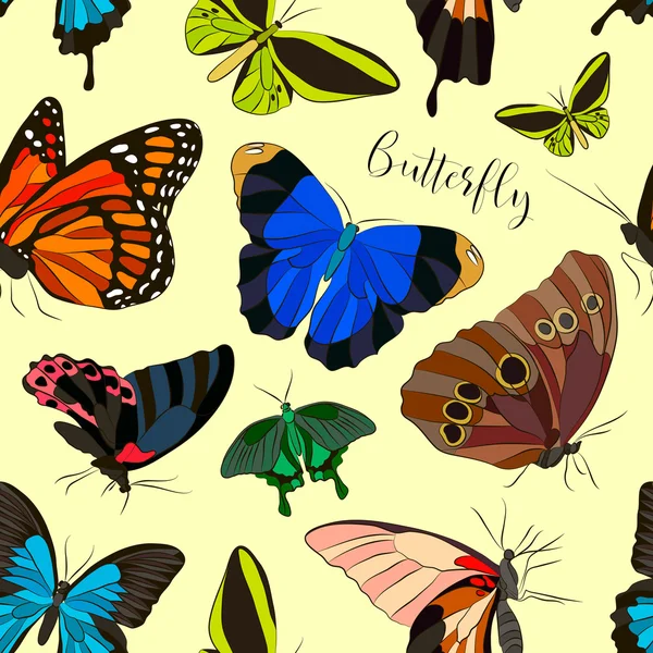 Butterflies set pattern — Stock Vector