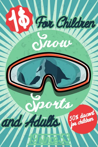 Color vintage Cartel deportivo esquí — Vector de stock
