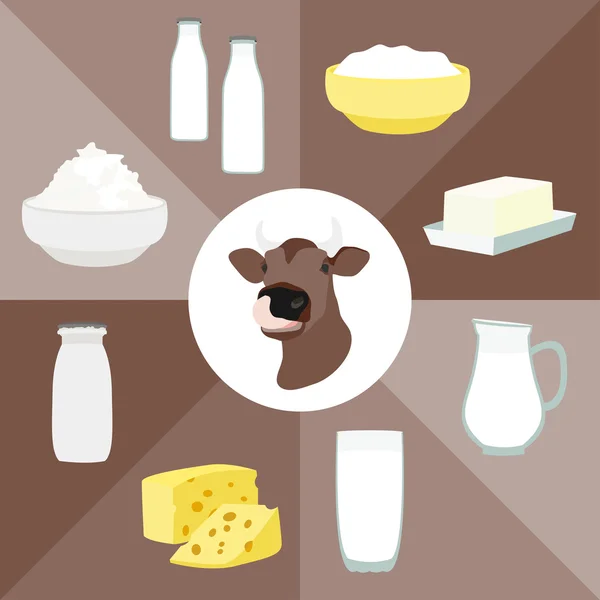 Milk set products — Stock Vector