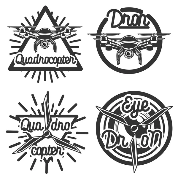 Vintage Quadrocopter emblemas — Archivo Imágenes Vectoriales