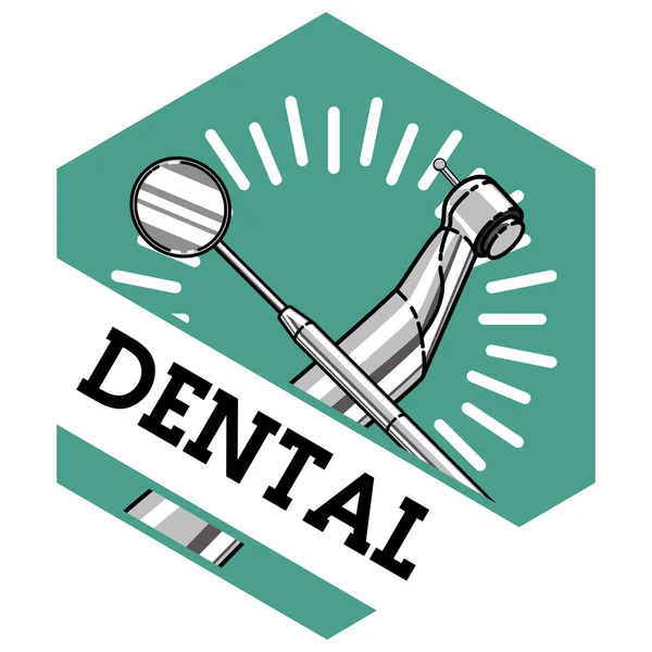 Cor emblema dental vintage — Vetor de Stock