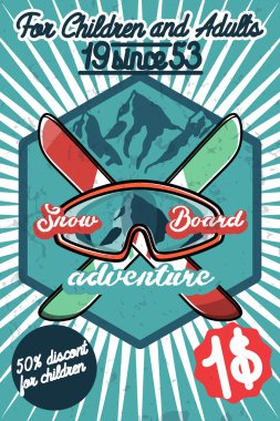 Color vintage Ski sport poster clipart
