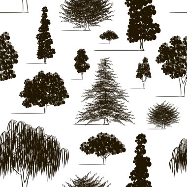 Ağaçlar kroki set desen
