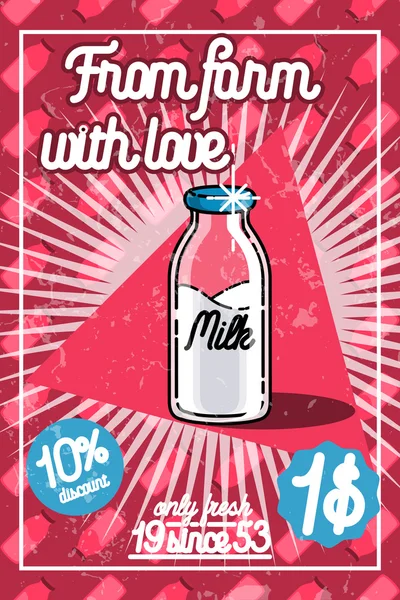 Cartel de leche de color vintage — Vector de stock