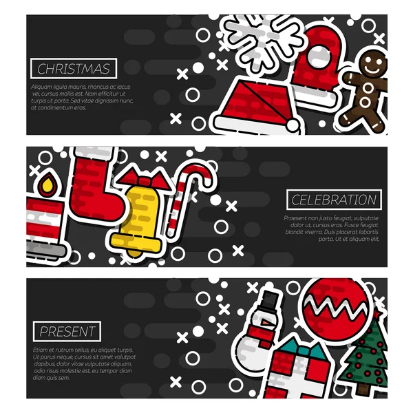 Bannières horizontales de Noël — Image vectorielle