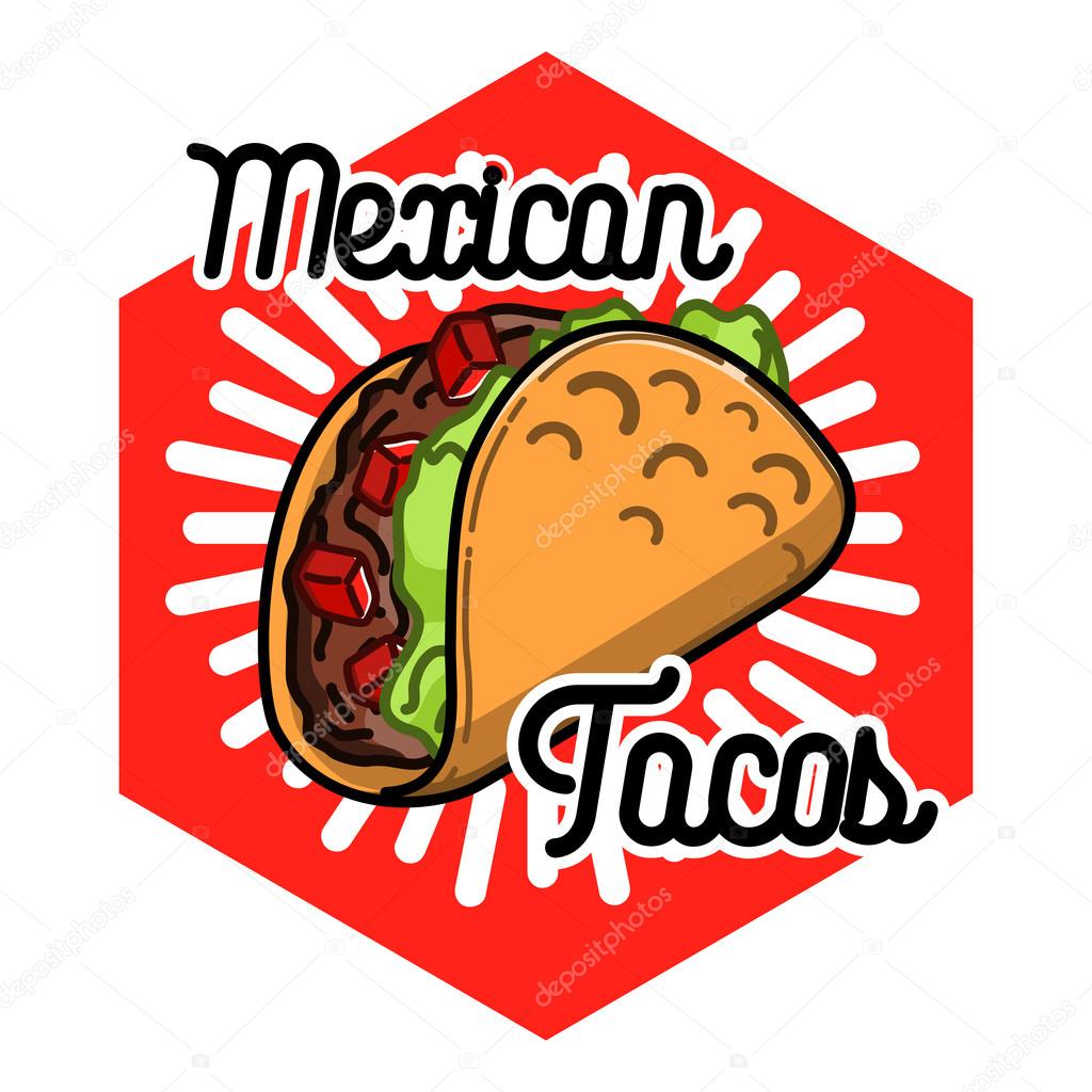 Color vintage mexican food emblem. Badges, labels, logotype for Mexican food. Mexican vector logo design template