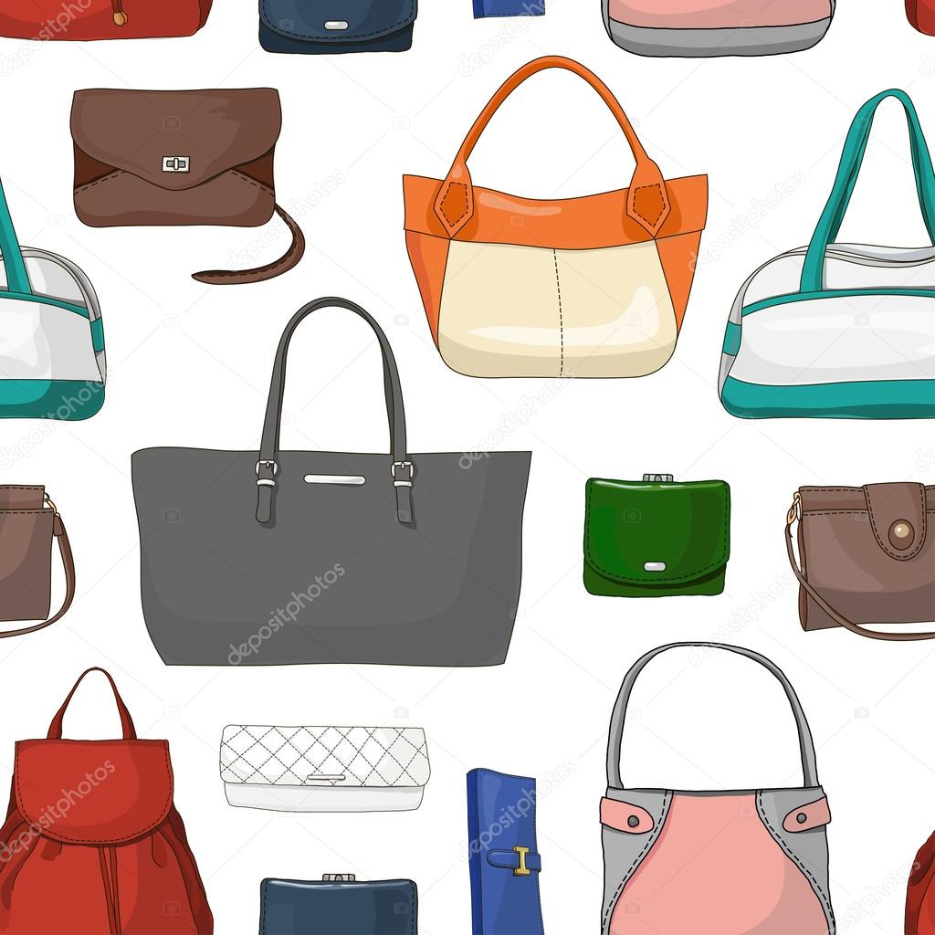 Pattern with different women bags