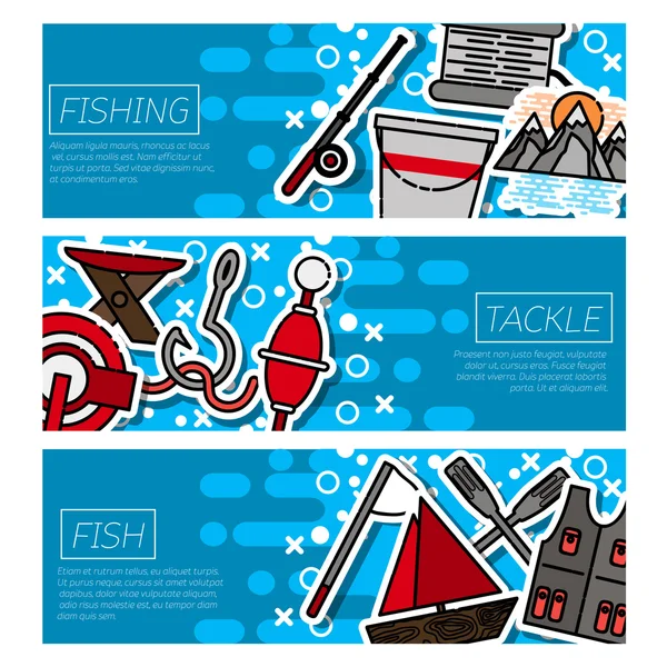 Bannières horizontales de pêche — Image vectorielle