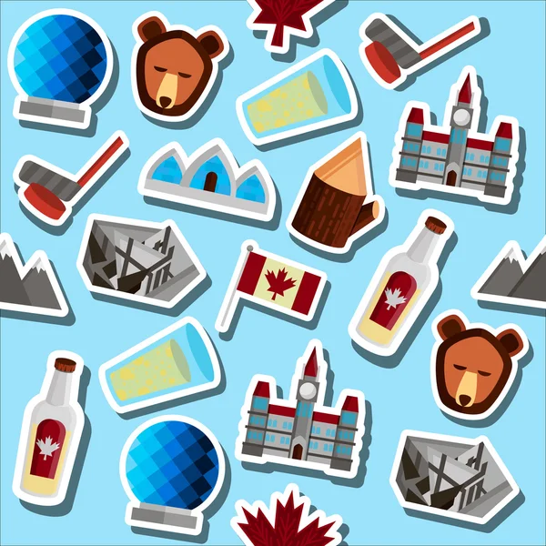 Patrón de símbolos de Canadá coloreado — Vector de stock