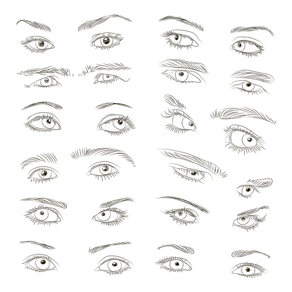 Conjunto de olhos desenhados à mão —  Vetores de Stock