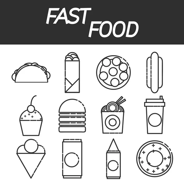 Набор иконок быстрого питания — стоковый вектор