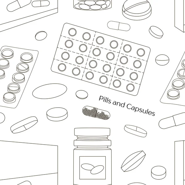 药片和胶囊图标设置模式 — 图库矢量图片