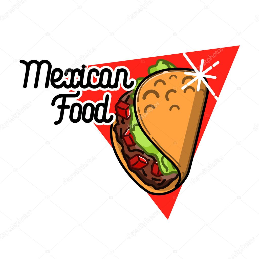Color vintage mexican food emblem. Badges, labels, logotype for Mexican food. Mexican vector logo design template