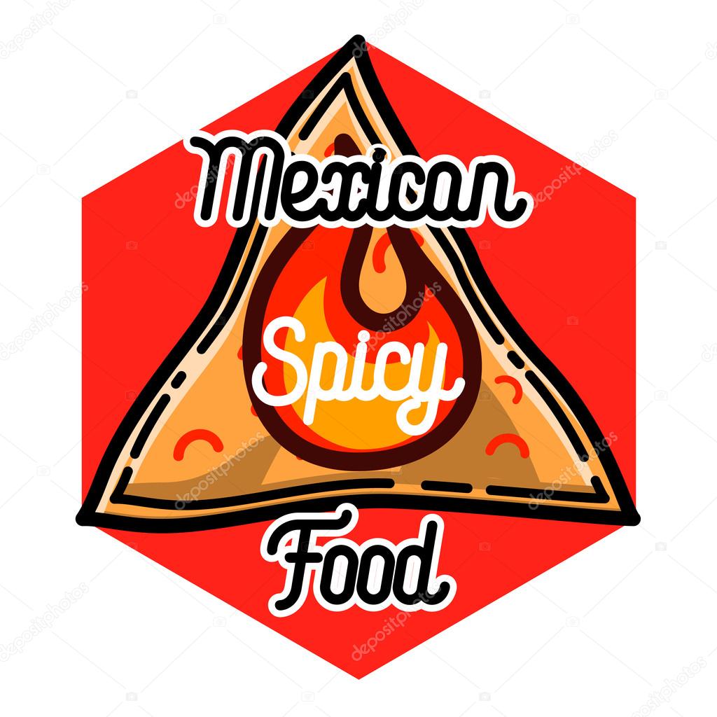Color vintage mexican food emblem. Badges, labels, logotype for Mexican food. Mexican vector logo design template