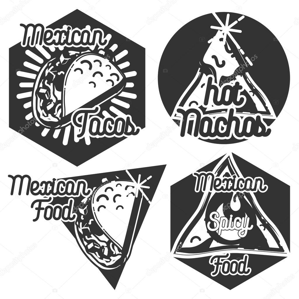 Vintage mexican food emblems