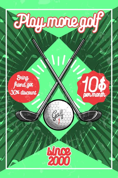 Kleur vintage golf poster — Stockvector