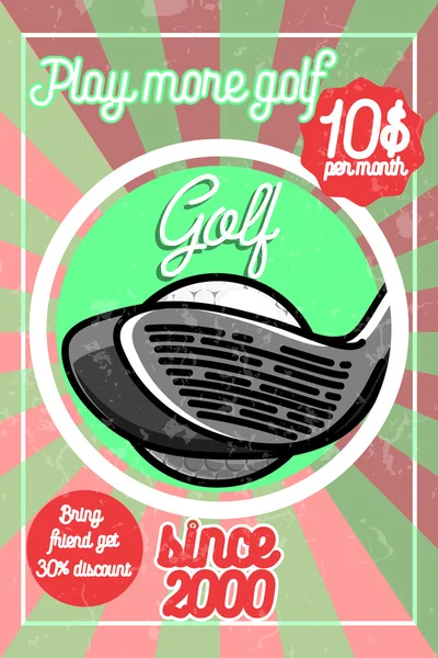 Kleur vintage golf poster — Stockvector