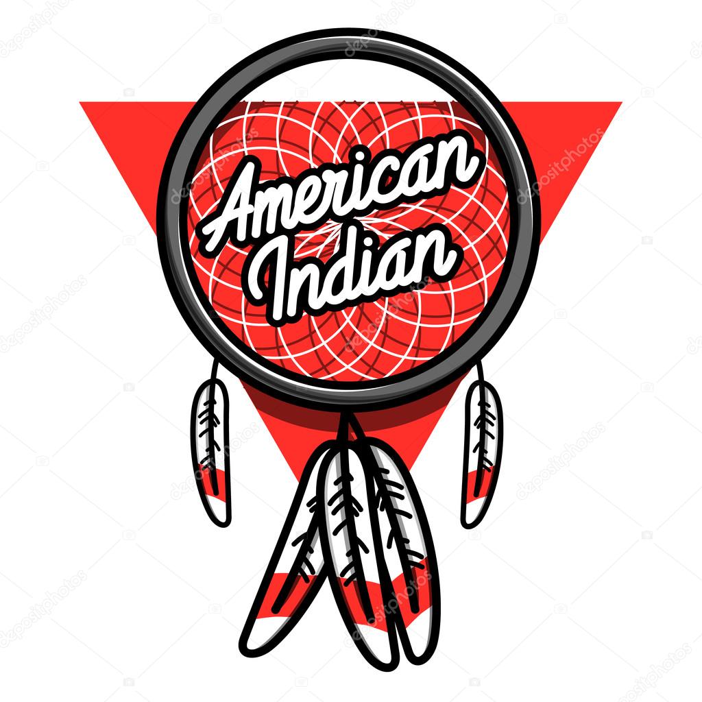 Color vintage american indian emblem