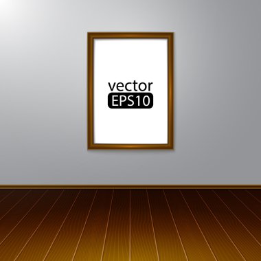 Ahşap dikdörtgen 3d fotoğraf çerçevelemek gölge ile. Vektör illustrati