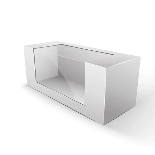 Illustrazione bianca della scatola del pacchetto del prodotto isolata su Backgro bianco — Vettoriale Stock