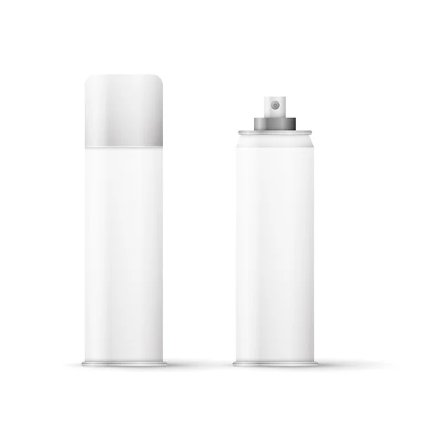 Bottiglia in metallo bianco con tappo spruzzatore per cosmetici, profumi, deodo — Vettoriale Stock