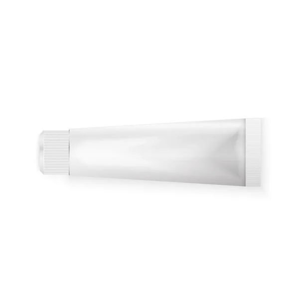 Tub med tandkräm, kräm eller Gel gråskala Silver vit ren. — Stock vektor