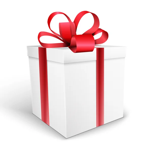 礼品盒与孤立在白色背景上的弓矢量图 — 图库矢量图片