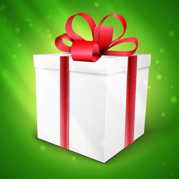 礼品盒与弓矢量图上绿色孤立 — 图库矢量图片