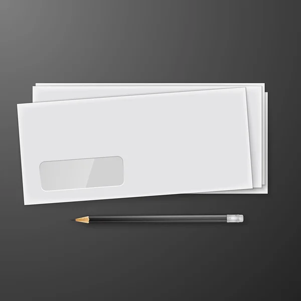 Two white envelopes with pencil — Stock Vector