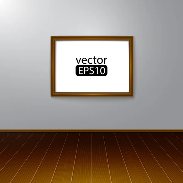 Marco de fotos 3d rectangular de madera con sombra. Vector illustrati — Vector de stock