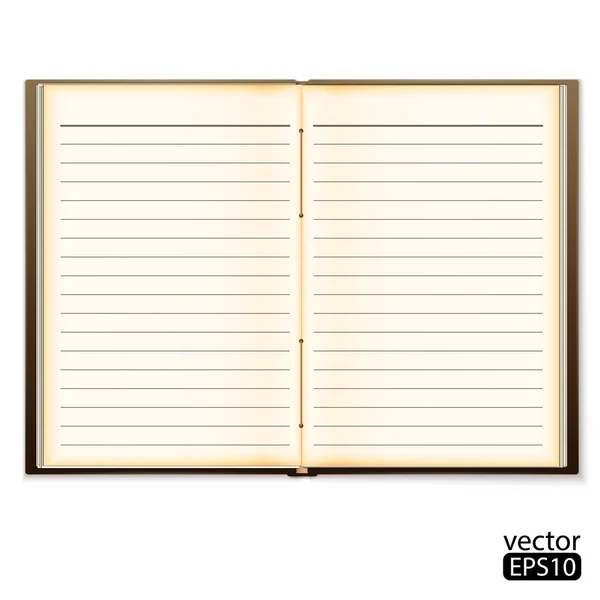 Open old notebook isolated on white. Vector illustration — Stock Vector