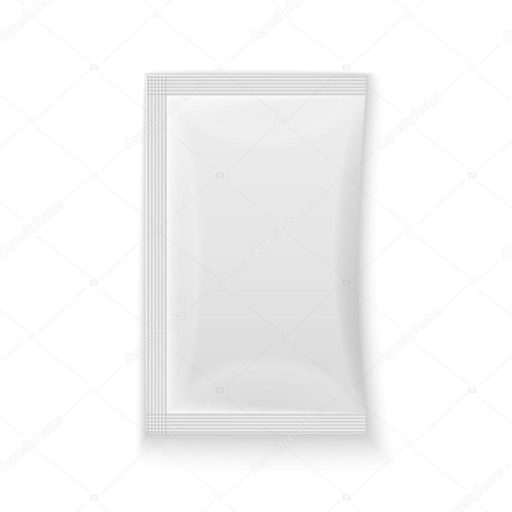 Blank white plastic sachet