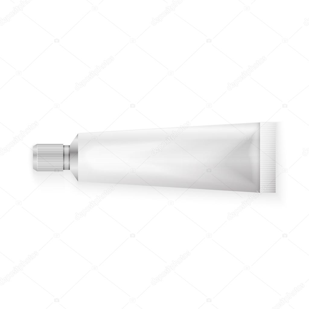 Tube Of Toothpaste, Cream Or Gel Grayscale Silver White Clean.