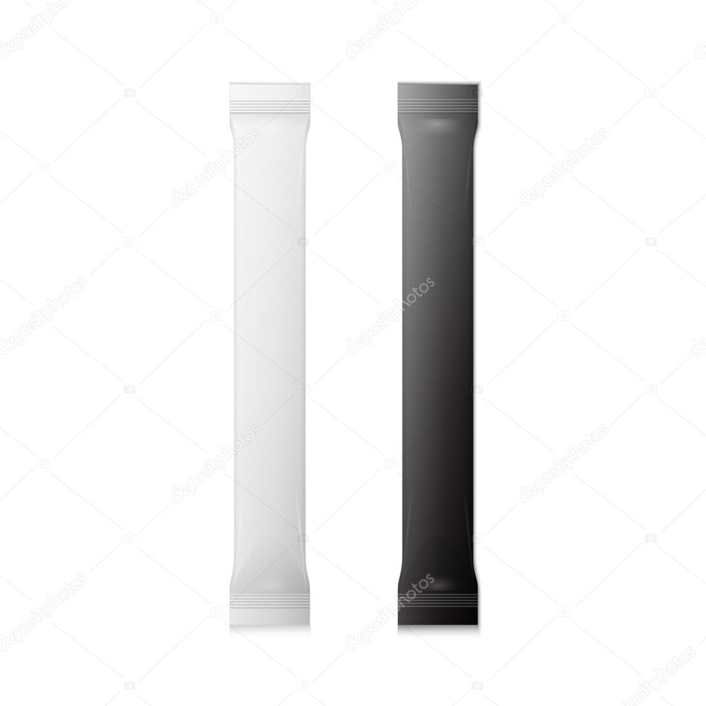 White And Black Blank Foil Packaging Plastic Package. Sachet, Sw