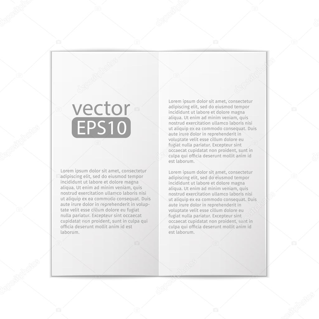 close up of a leaflet blank white paper on white background