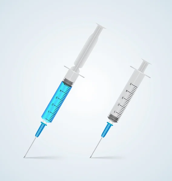 Syringe met vloeistof geïsoleerd op witte achtergrond — Stockvector