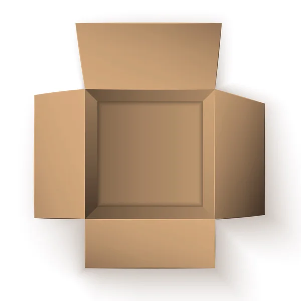 Caja de paquetes abierta. Vista superior . — Vector de stock