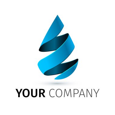 Vektör logo tasarım şablonu. Soyut mavi su damlası